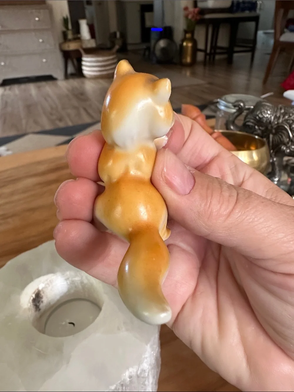 Vintage red letter Japan fox figure 2”